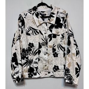 Saint Tropez West Woman Premium 100% Linen Jacket Size 3X Artistic Tropical Chic